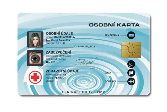 Univerzální elektronická karta bude obsahovat údaje, které nosíme v peněžence na několika kartách a průkazech. Biometrická data umožní jednoznačnou identifikaci nositele. Díky tomu by nemělo být problémem jednání s úřady přes internet. Tak si například se španělskou kartou „internet ID card“ zařídíte nový pas.
