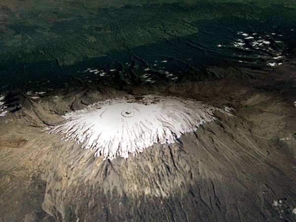 Kilimandžáro, zvané též „Zářící hora“ pravděpodobně brzy dozáří. Podle profesora Lonnie Thompsona z university v Ohiu může ledovec definitivně zmizet již v roce 2020.
