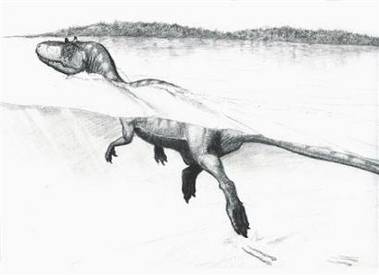 Zkamenělé stopy prozradily, že mezi druhohorními ještěry byly i suchozemské druhy schopné plavat v silném proudu.
