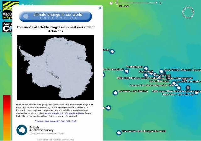 Pomocí virtuálního atlasu Google Earth lze sledovat klimatické změny na naší planetě.